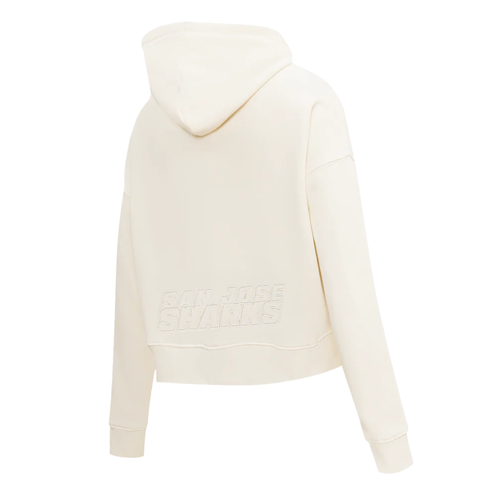 NHL SAN JOSE SHARKS NEUTRAL WOMEN'S CROPPED PULLOVER HOODIE (EGGSHELL) - Image 4