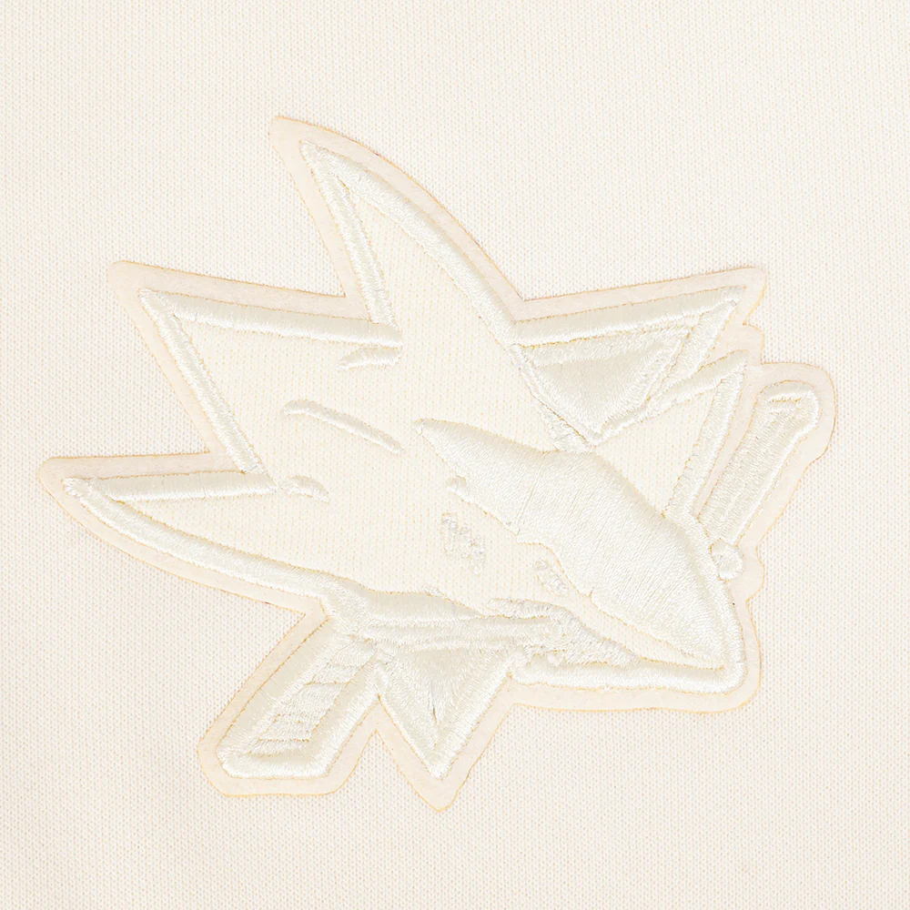 NHL SAN JOSE SHARKS NEUTRAL WOMEN'S CROPPED PULLOVER HOODIE (EGGSHELL) - Image 5