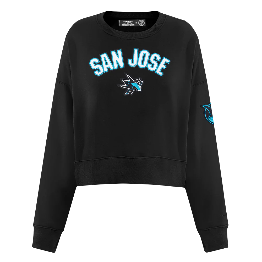 NHL SAN JOSE SHARKS CLASSIC WOMEN'S FLC CREWNECK (BLACK) - Image 3