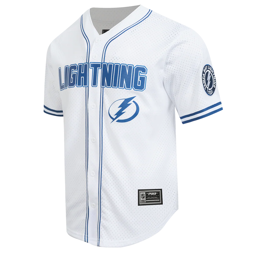 NHL TAMPA BAY LIGHTNING CLASSIC MESH MEN'S BUTTON DOWN SHIRT (WHITE/DODGER BLUE) - Image 2
