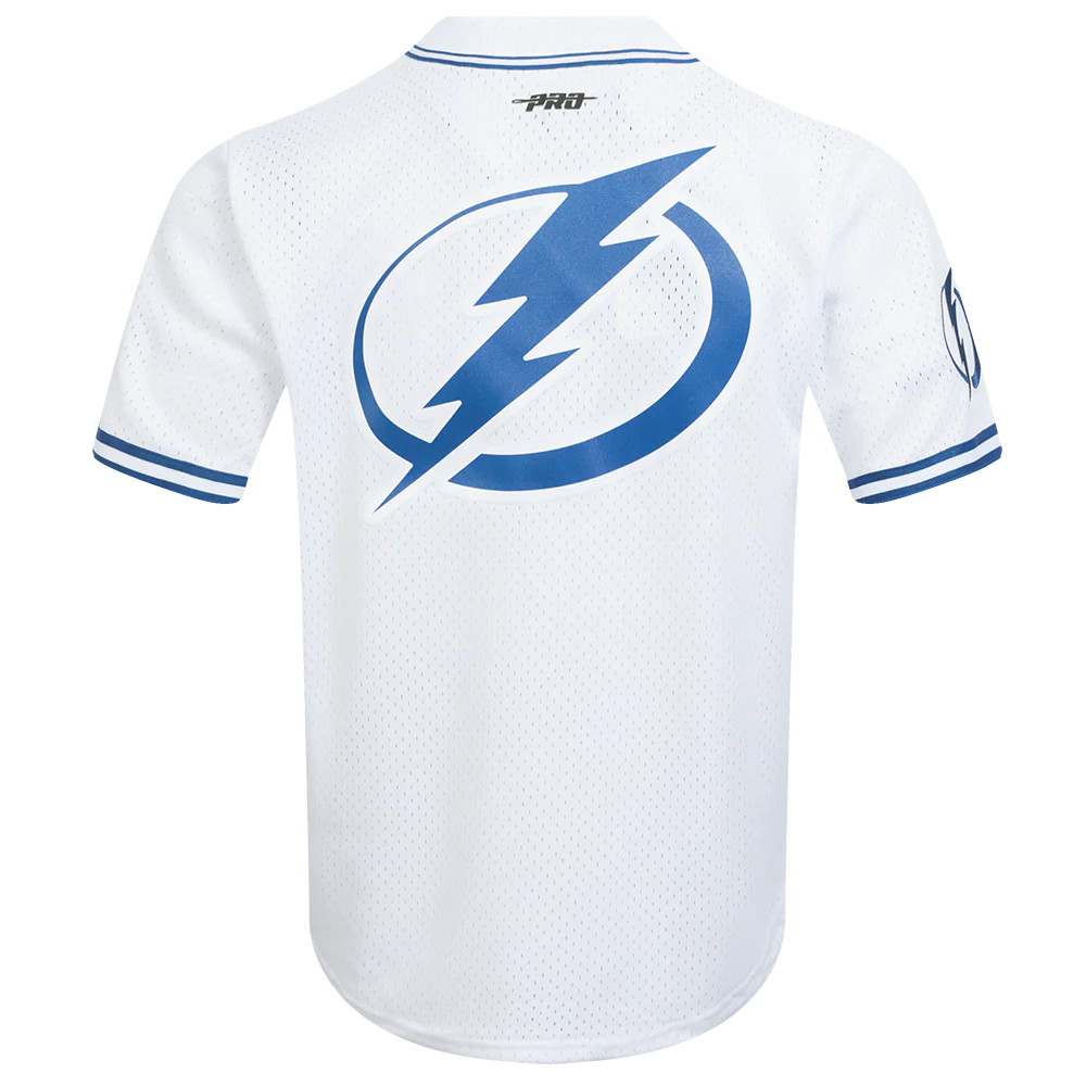 NHL TAMPA BAY LIGHTNING CLASSIC MESH MEN'S BUTTON DOWN SHIRT (WHITE/DODGER BLUE) - Image 3