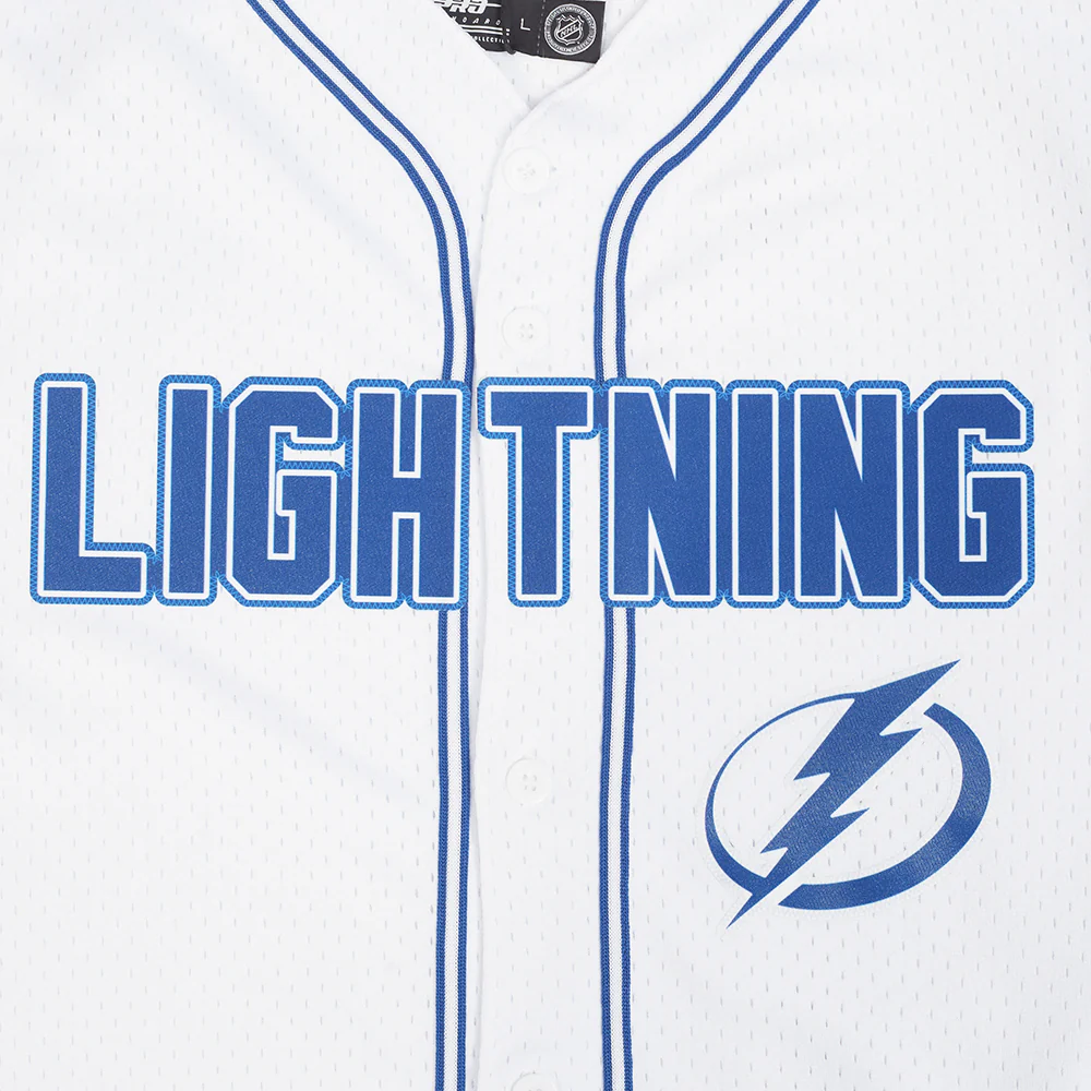 NHL TAMPA BAY LIGHTNING CLASSIC MESH MEN'S BUTTON DOWN SHIRT (WHITE/DODGER BLUE) - Image 7