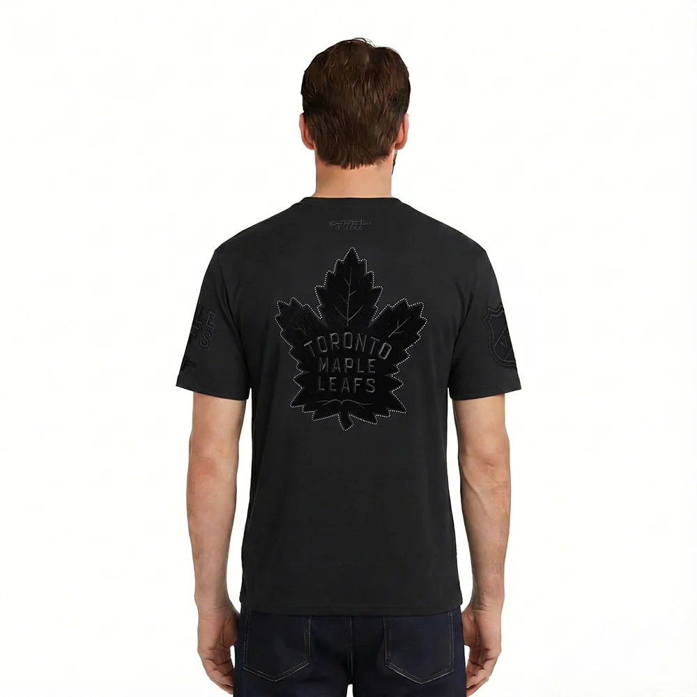 NHL TORONTO MAPLE LEAFS BLACKOUT MEN'S CJ DROP SHOULDER TEE (BLACK) - Image 2