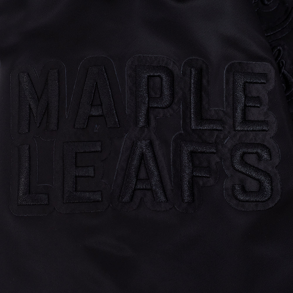 NHL TORONTO MAPLE LEAFS BLACKOUT MEN'S SATIN JACKET (BLACK) - Image 5