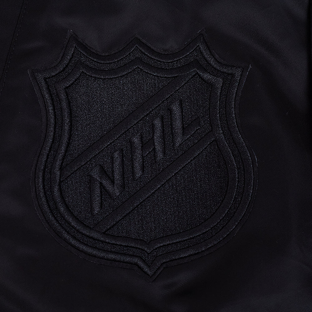 NHL TORONTO MAPLE LEAFS BLACKOUT MEN'S SATIN JACKET (BLACK) - Image 6