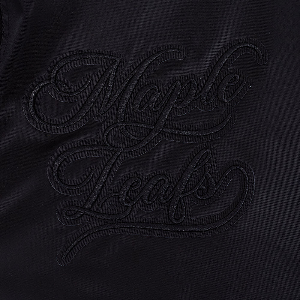 NHL TORONTO MAPLE LEAFS BLACKOUT MEN'S SATIN JACKET (BLACK) - Image 7