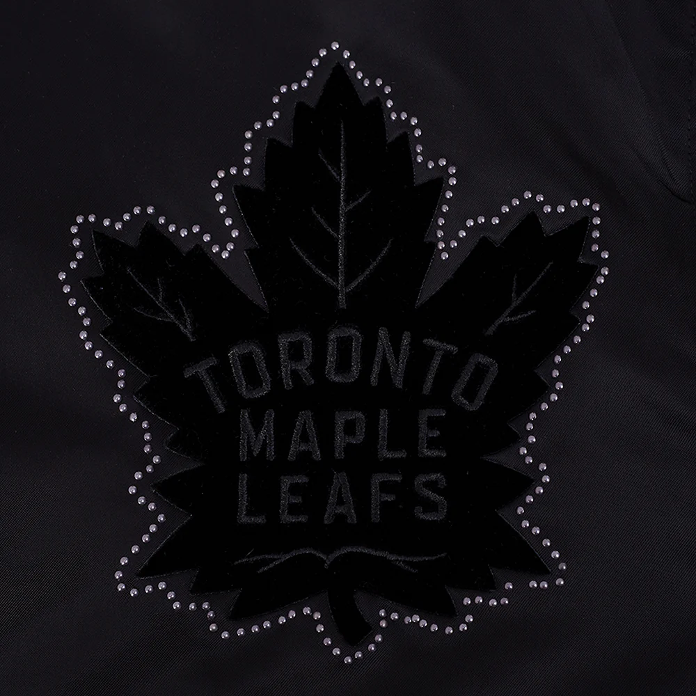 NHL TORONTO MAPLE LEAFS BLACKOUT MEN'S SATIN JACKET (BLACK) - Image 8