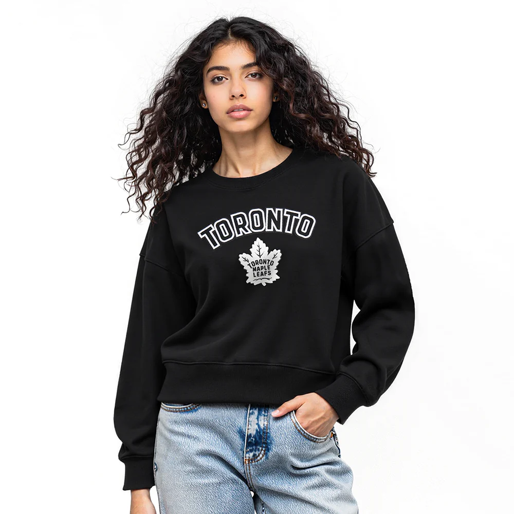 NHL TORONTO MAPLE LEAFS CLASSIC WOMEN'S FLC CREWNECK (BLACK) - Image 2