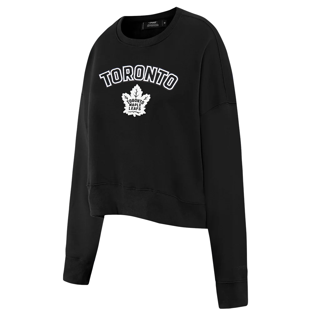 NHL TORONTO MAPLE LEAFS CLASSIC WOMEN'S FLC CREWNECK (BLACK) - Image 3