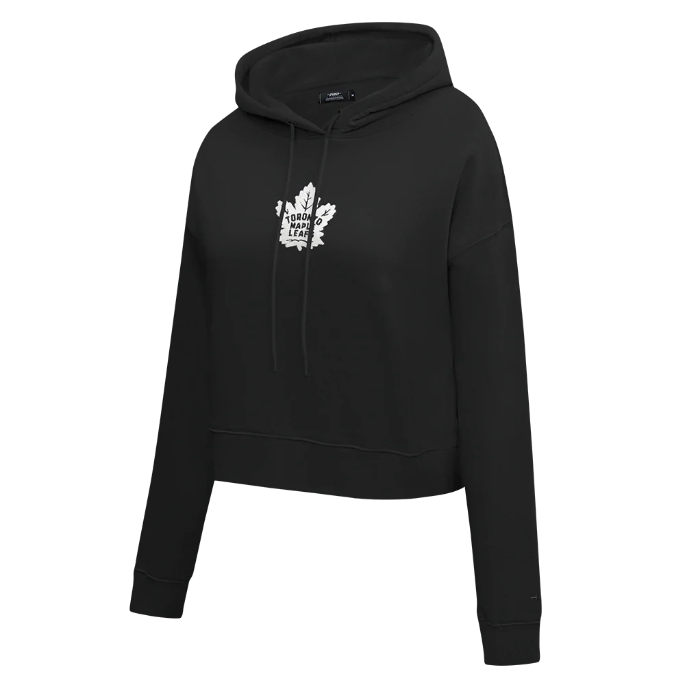 NHL TORONTO MAPLE LEAFS CLASSIC WOMEN'S FLC CROPPED PO HOODIE (BLACK) - Image 3