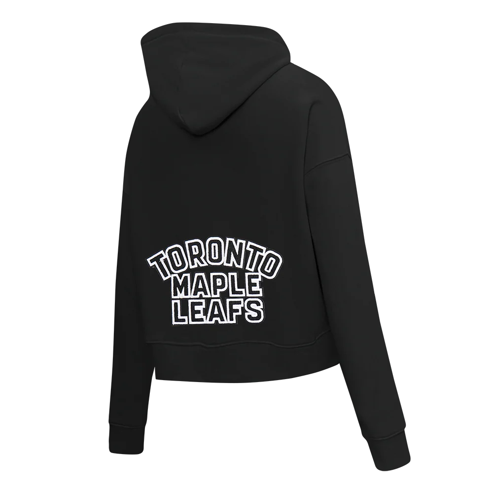 NHL TORONTO MAPLE LEAFS CLASSIC WOMEN'S FLC CROPPED PO HOODIE (BLACK) - Image 4