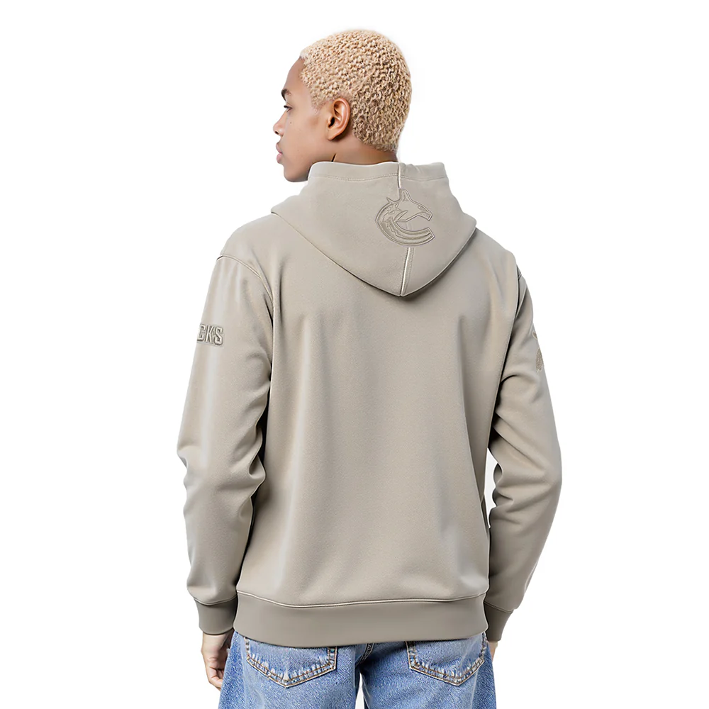 NHL VANCOUVER CANUCKS NEUTRAL MEN'S DROP SHOULDER FLC PO HOODIE (TAUPE) - Image 2
