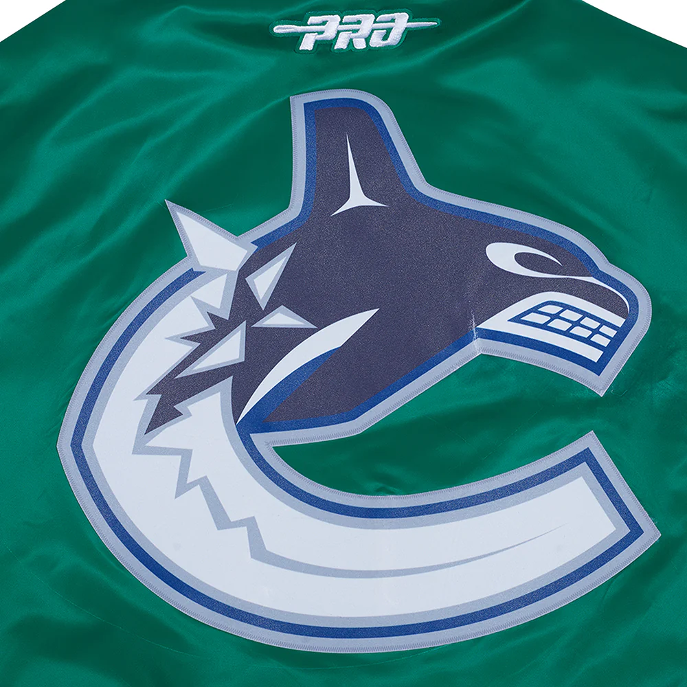 NHL VANCOUVER CANUCKS CLASSIC MEN'S SATIN JACKET (KELLY GREEN) - Image 5