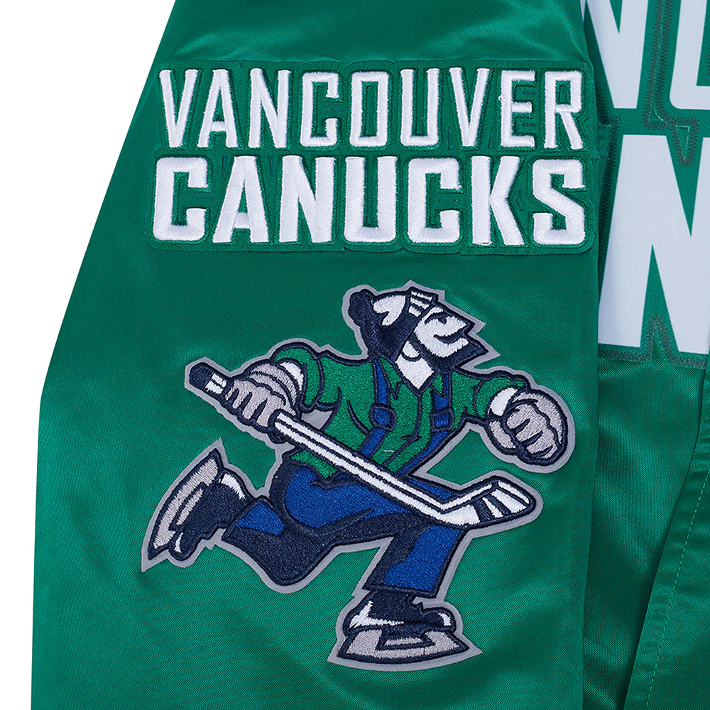 NHL VANCOUVER CANUCKS CLASSIC MEN'S SATIN JACKET (KELLY GREEN) - Image 6