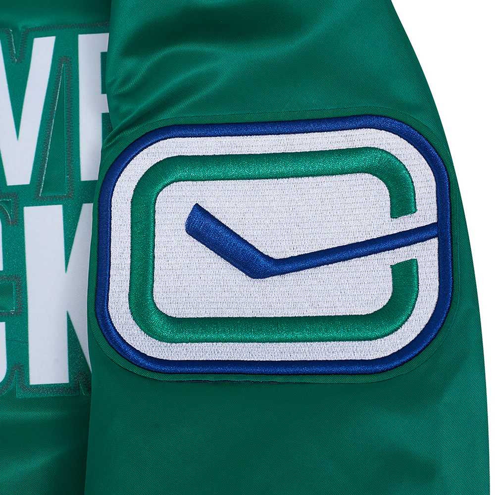 NHL VANCOUVER CANUCKS CLASSIC MEN'S SATIN JACKET (KELLY GREEN) - Image 7