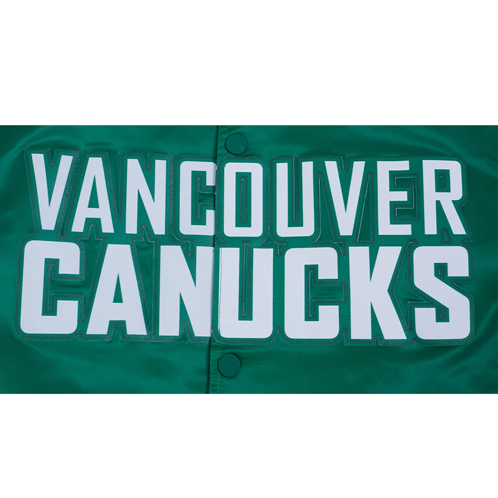 NHL VANCOUVER CANUCKS CLASSIC MEN'S SATIN JACKET (KELLY GREEN) - Image 8
