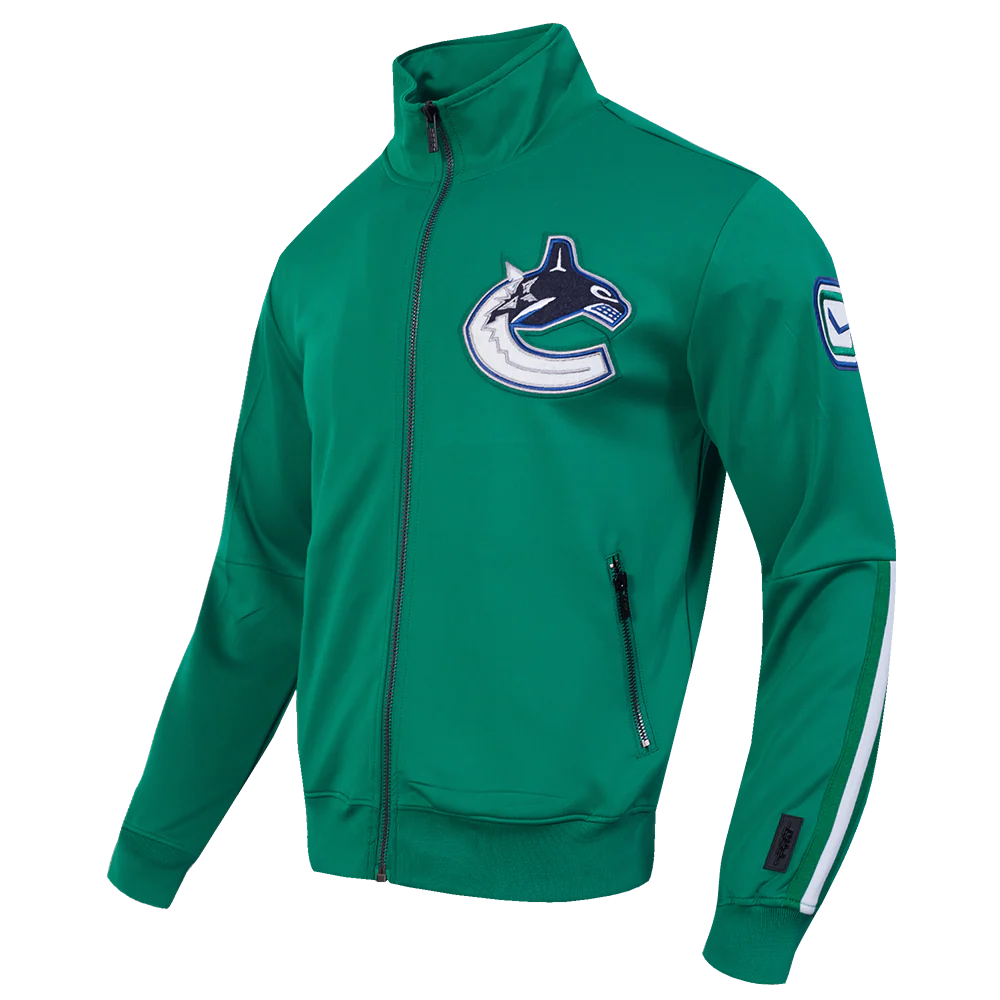 NHL VANCOUVER CANUCKS CLASSIC CHENILLE MEN'S DK TRACK JACKET (KELLY GREEN) - Image 3