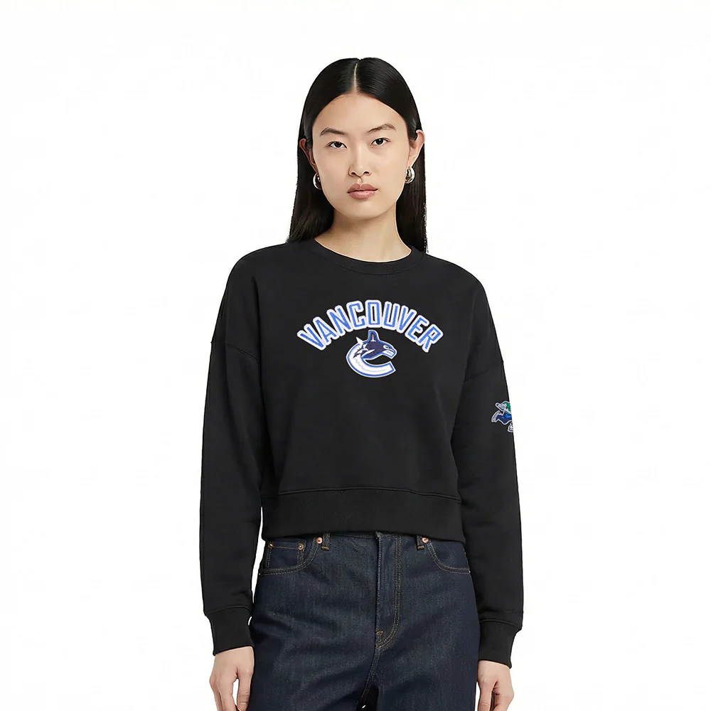NHL VANCOUVER CANUCKS CLASSIC WOMEN'S FLC CREWNECK (BLACK)