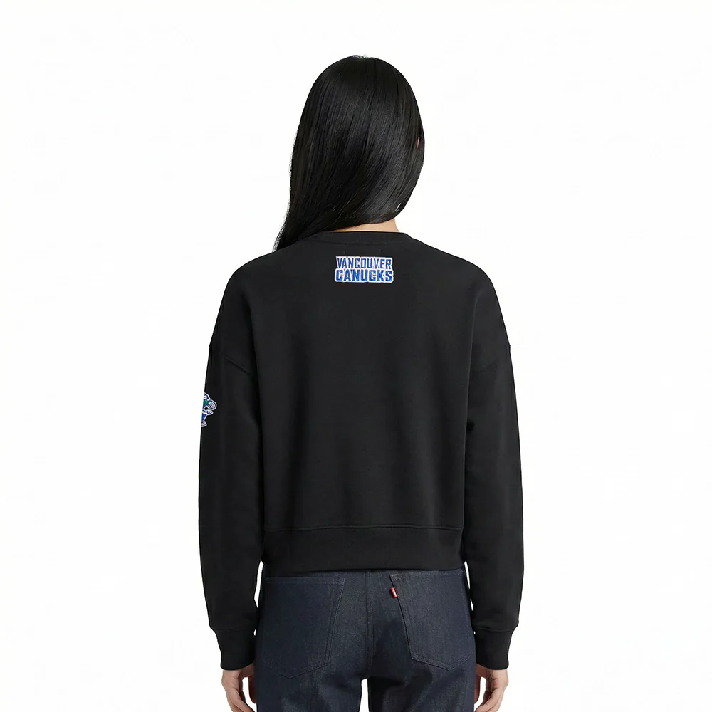 NHL VANCOUVER CANUCKS CLASSIC WOMEN'S FLC CREWNECK (BLACK) - Image 2