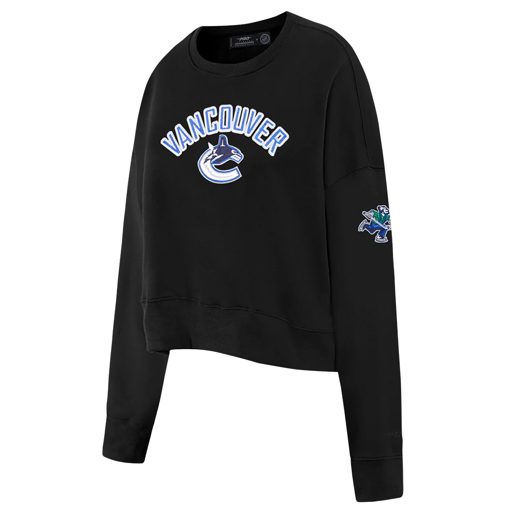 NHL VANCOUVER CANUCKS CLASSIC WOMEN'S FLC CREWNECK (BLACK) - Image 3