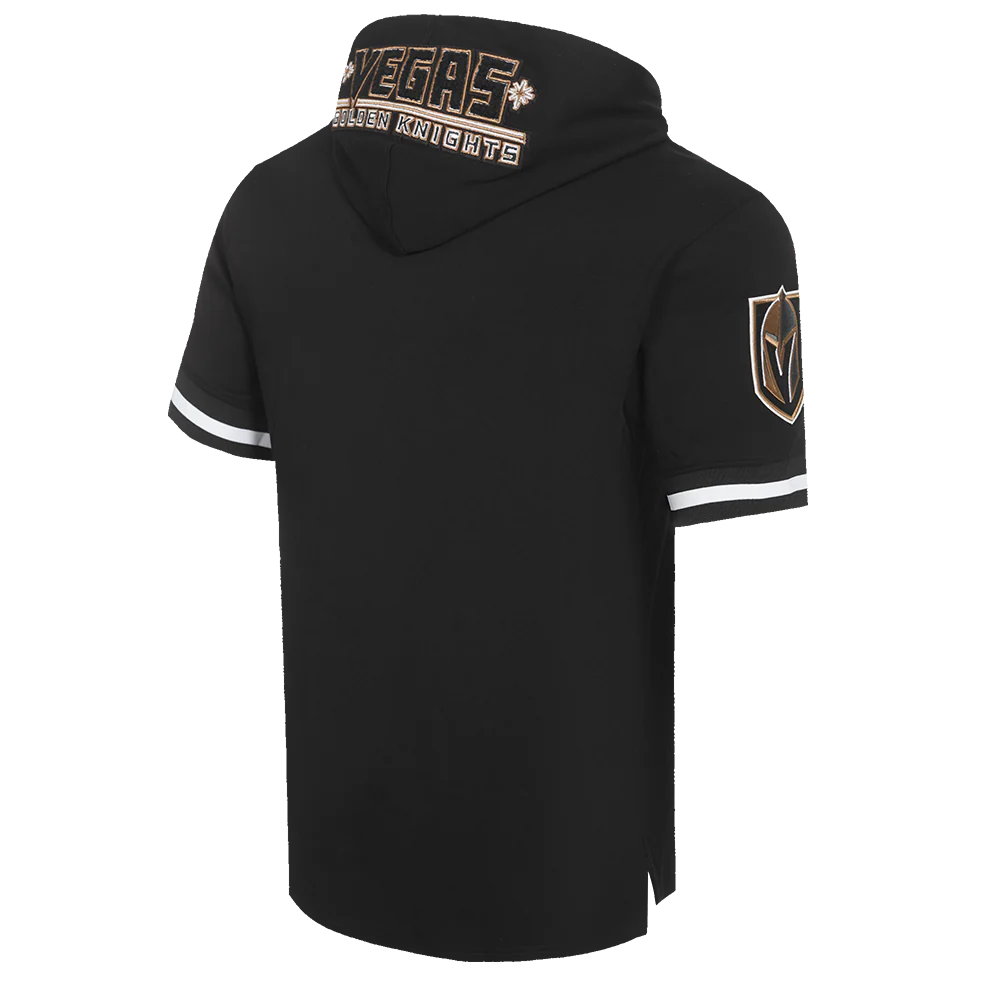 NHL VEGAS GOLDEN KNIGHTS CLASSIC CHENILLE MEN'S DOUBLE KNIT SHORT SLEEVE PULLOVER HOODIE (BLACK) - Image 4