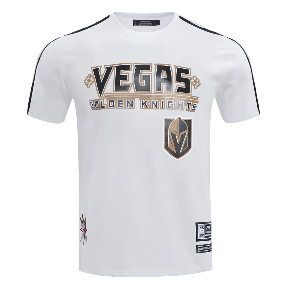 NHL VEGAS GOLDEN KNIGHTS CLASSIC MESH MEN'S SINGLE JERSEY STRIPED TEE (WHITE/BLACK)
