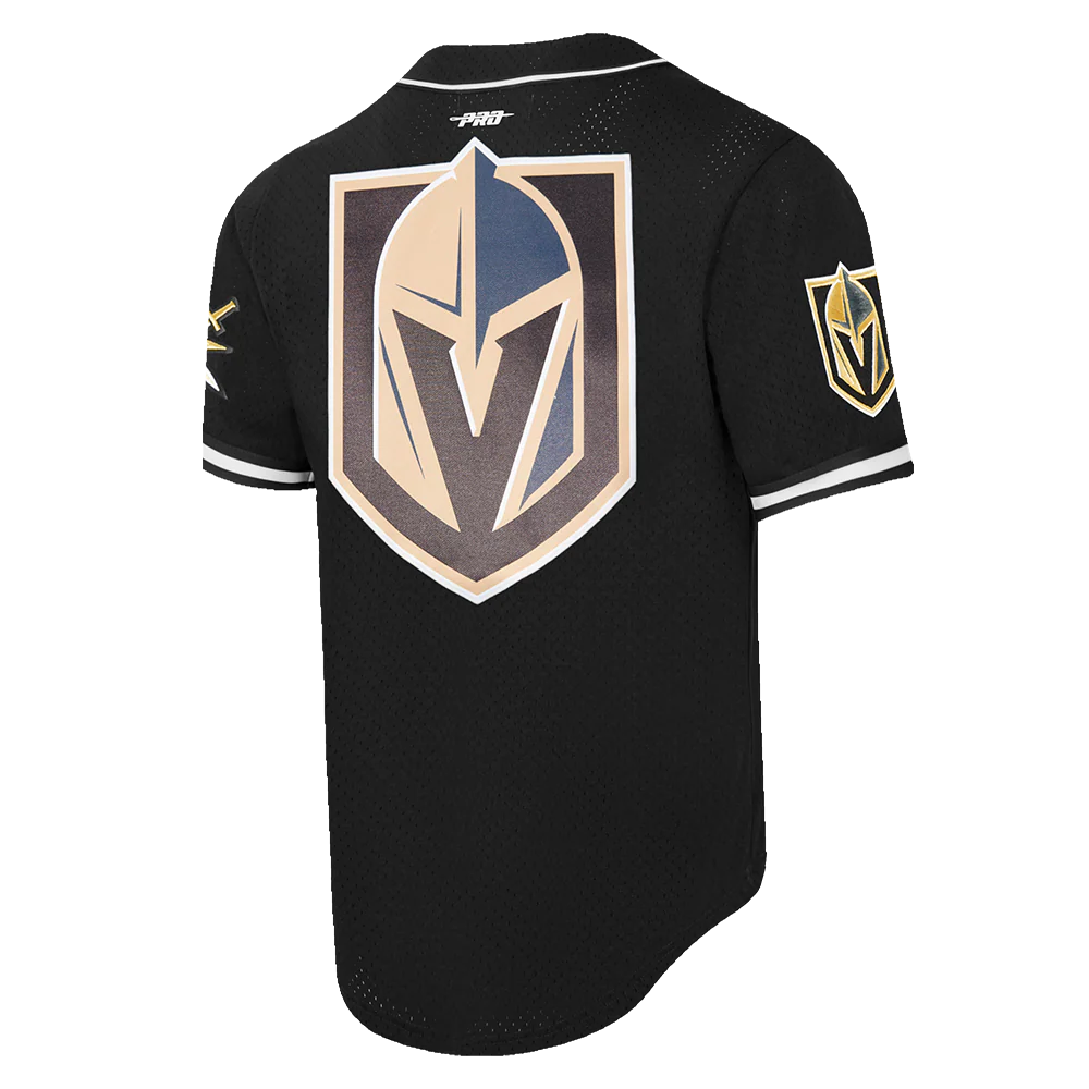 NHL VEGAS GOLDEN KNIGHTS CLASSIC MEN'S MESH BUTTON DOWN JERSEY (BLACK) - Image 8