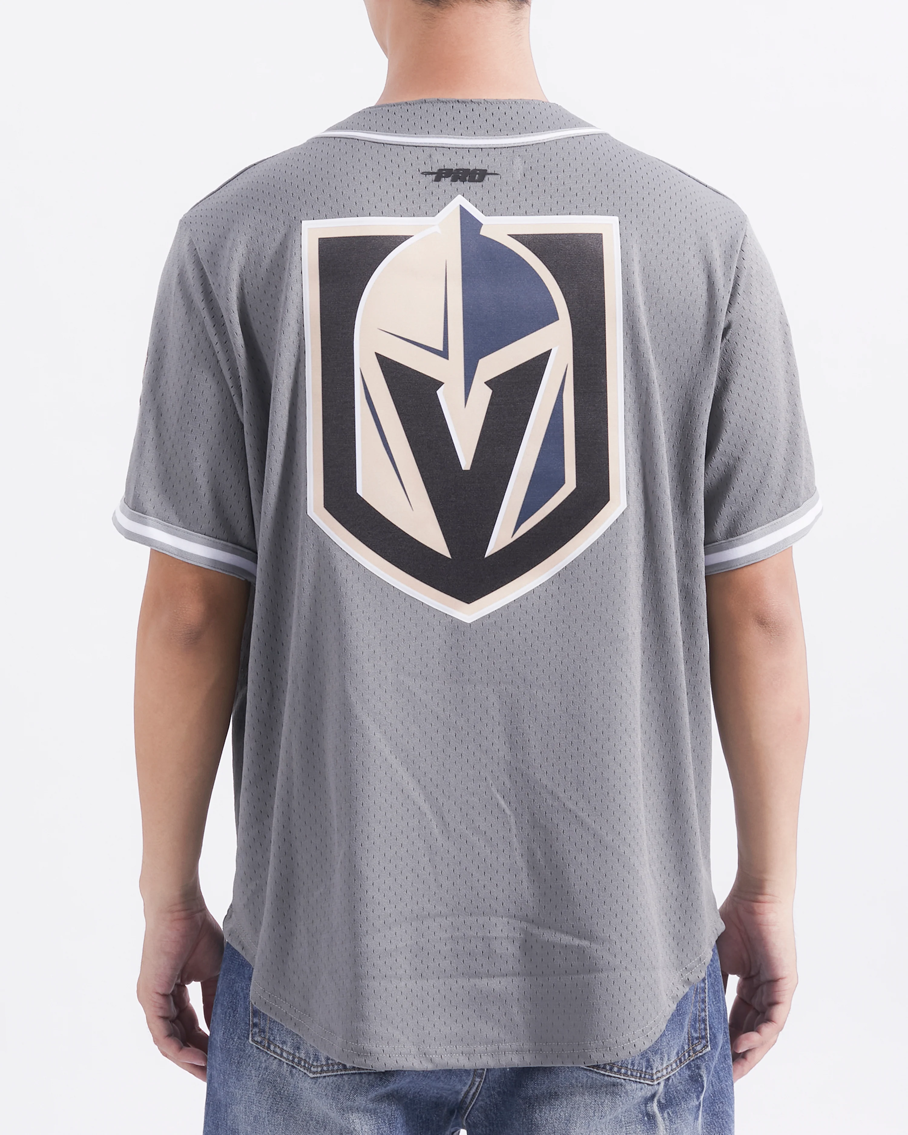 VEGAS GOLDEN KNIGHTS CLASSIC MESH MEN'S BUTTON DOWN SHIRT (GRAY) - Image 3