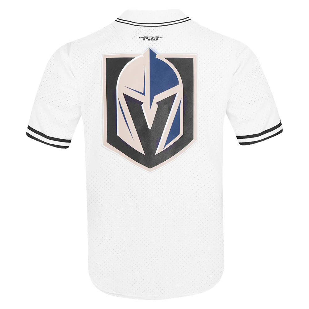 NHL VEGAS GOLDEN KNIGHTS CLASSIC MEN'S MESH BUTTON DOWN JERSEY (WHITE / BLACK / WHTE) - Image 3