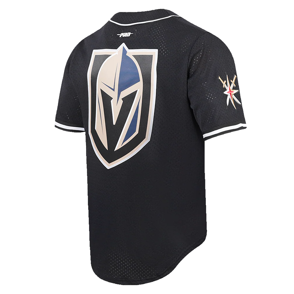 NHL VEGAS GOLDEN KNIGHTS SCRIPT TAIL MEN'S MESH BUTTON DOWN SHIRT (BLACK) - Image 3