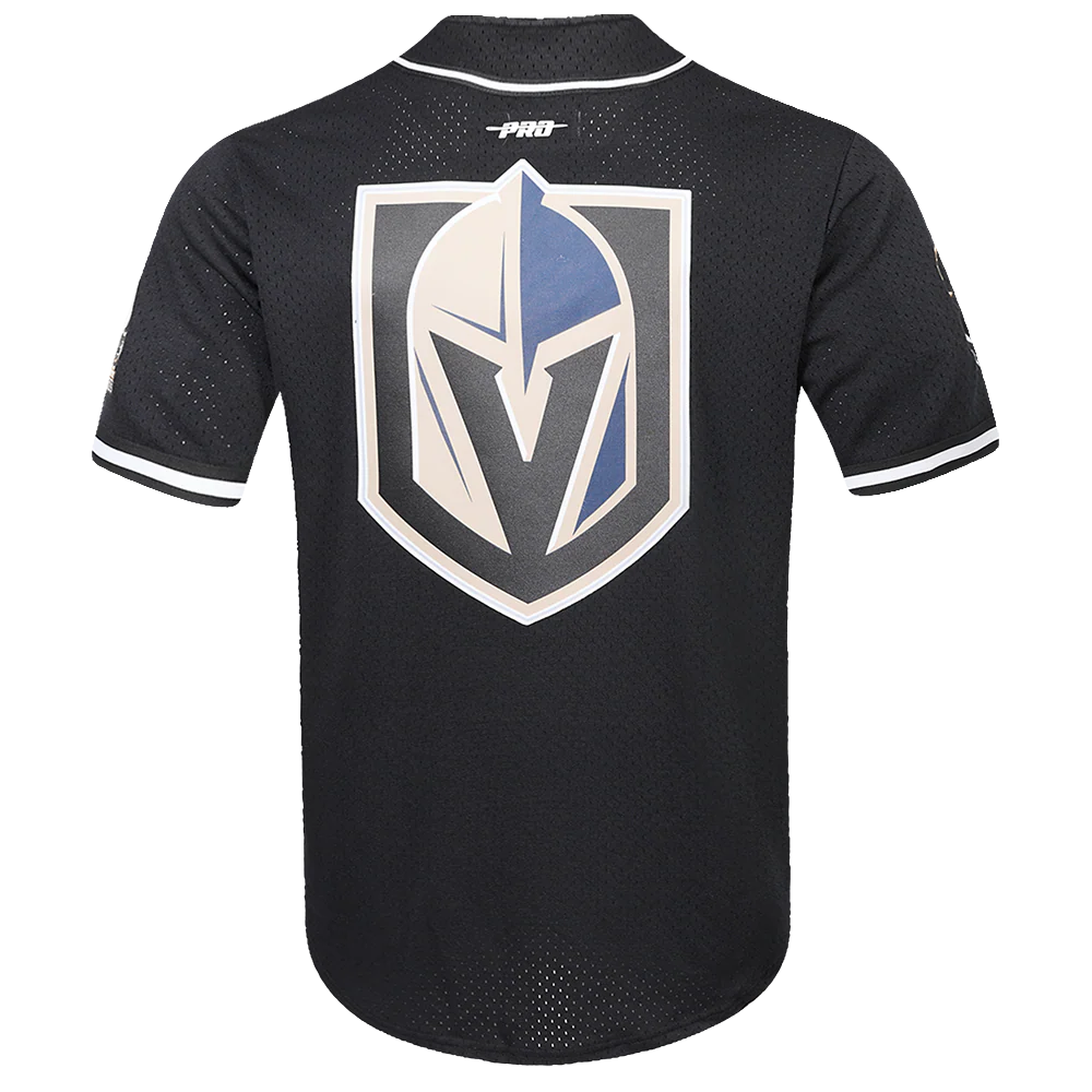 NHL VEGAS GOLDEN KNIGHTS SCRIPT TAIL MEN'S MESH BUTTON DOWN SHIRT (BLACK) - Image 4