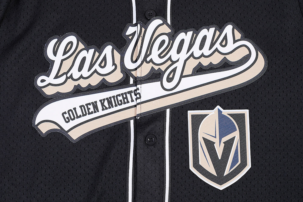 NHL VEGAS GOLDEN KNIGHTS SCRIPT TAIL MEN'S MESH BUTTON DOWN SHIRT (BLACK) - Image 5