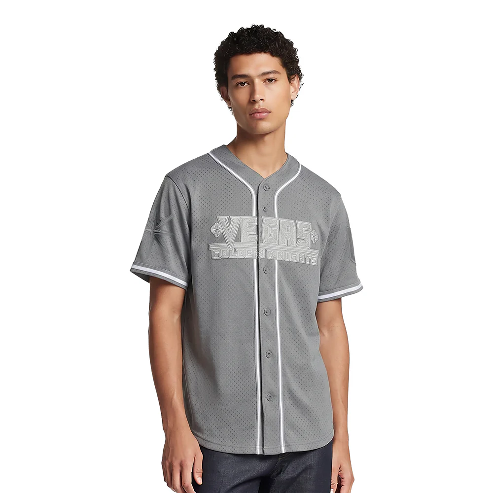 NHL VEGAS GOLDEN KNIGHTS TRIPLE TONAL MESH BUTTON DOWN SHIRT (GRAY)