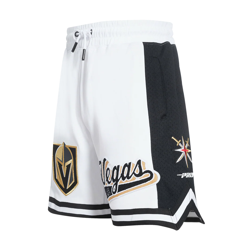 NHL VEGAS GOLDEN KNIGHTS SCRIPT TAIL MEN'S DOUBLE KNIT 2.0 SHORT (WHITE/BLACK)