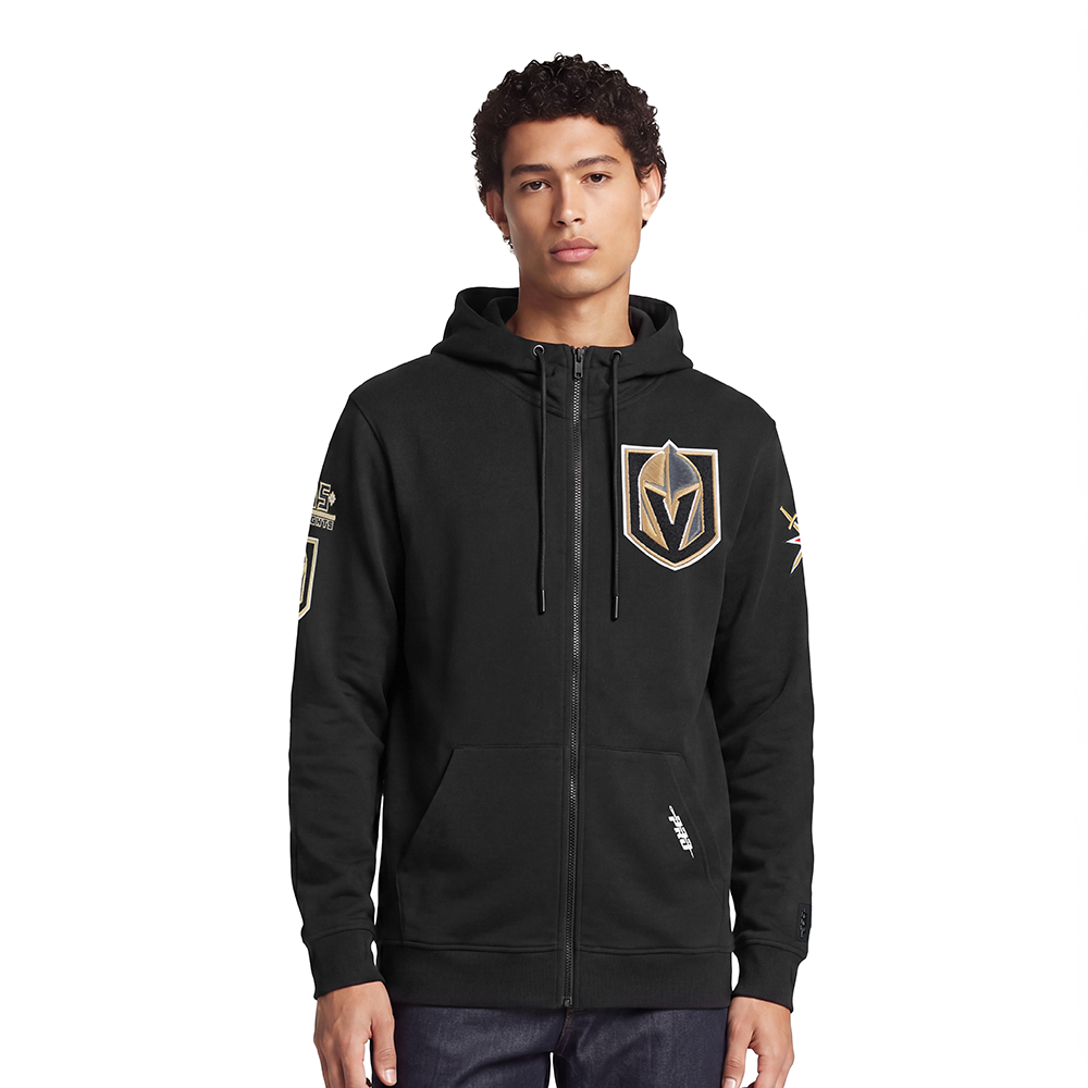NHL VEGAS GOLDEN KNIGHTS CLASSIC CHENILLE MEN'S FULL ZIP PULLOVER HOODIE (BLACK)