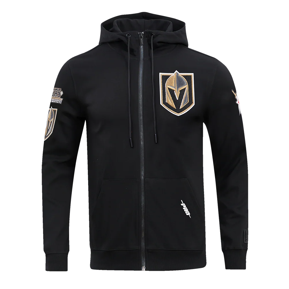 NHL VEGAS GOLDEN KNIGHTS CLASSIC CHENILLE MEN'S FULL ZIP PULLOVER HOODIE (BLACK) - Image 3