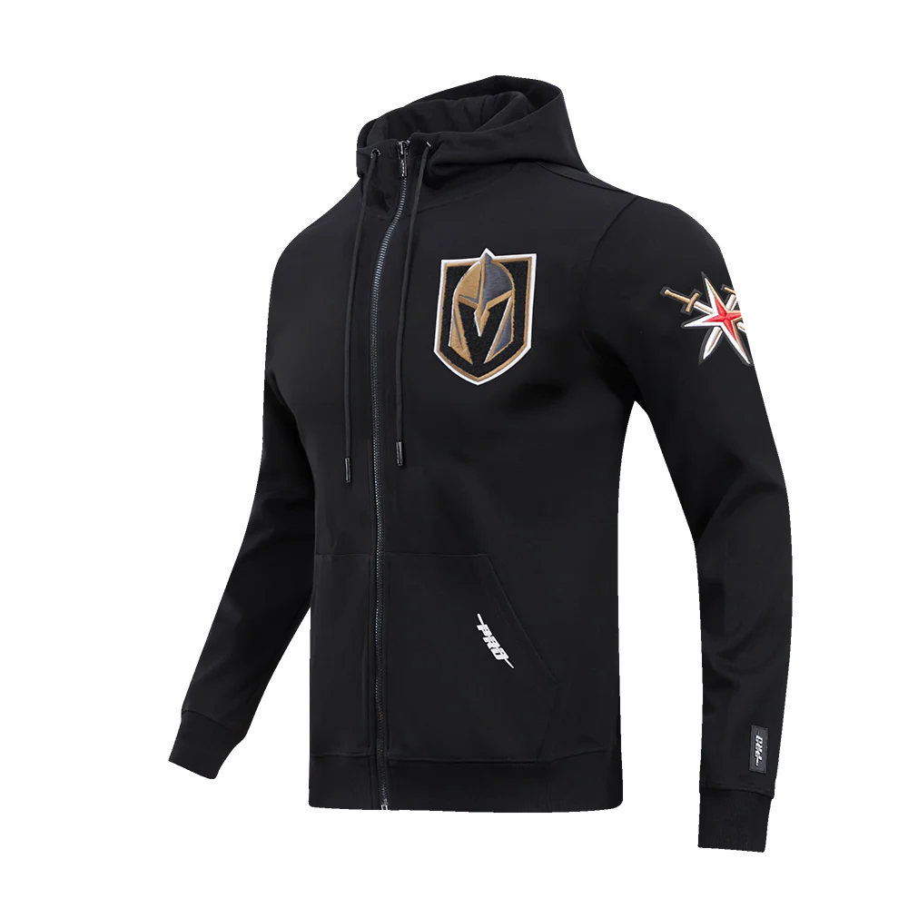 NHL VEGAS GOLDEN KNIGHTS CLASSIC CHENILLE MEN'S FULL ZIP PULLOVER HOODIE (BLACK) - Image 4