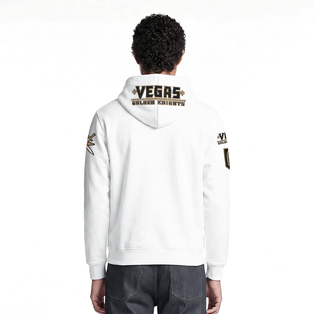 NHL VEGAS GOLDEN KNIGHTS CLASSIC CHENILLE MEN'S FULL ZIP PULLOVER HOODIE (WHITE) - Image 2