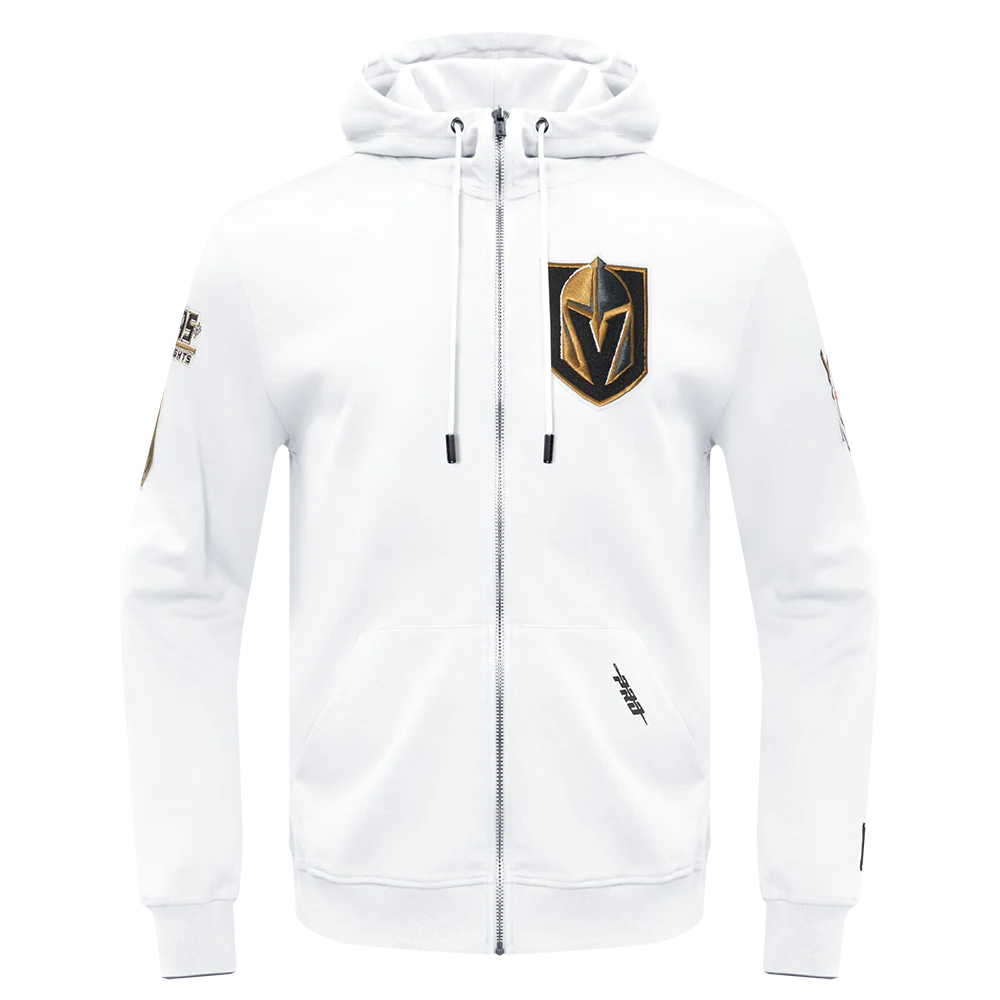 NHL VEGAS GOLDEN KNIGHTS CLASSIC CHENILLE MEN'S FULL ZIP PULLOVER HOODIE (WHITE) - Image 3