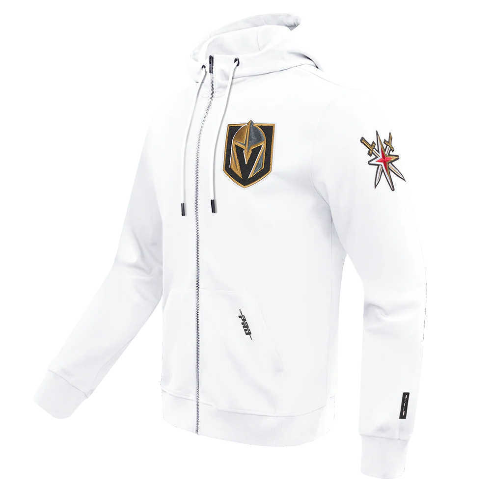 NHL VEGAS GOLDEN KNIGHTS CLASSIC CHENILLE MEN'S FULL ZIP PULLOVER HOODIE (WHITE) - Image 4