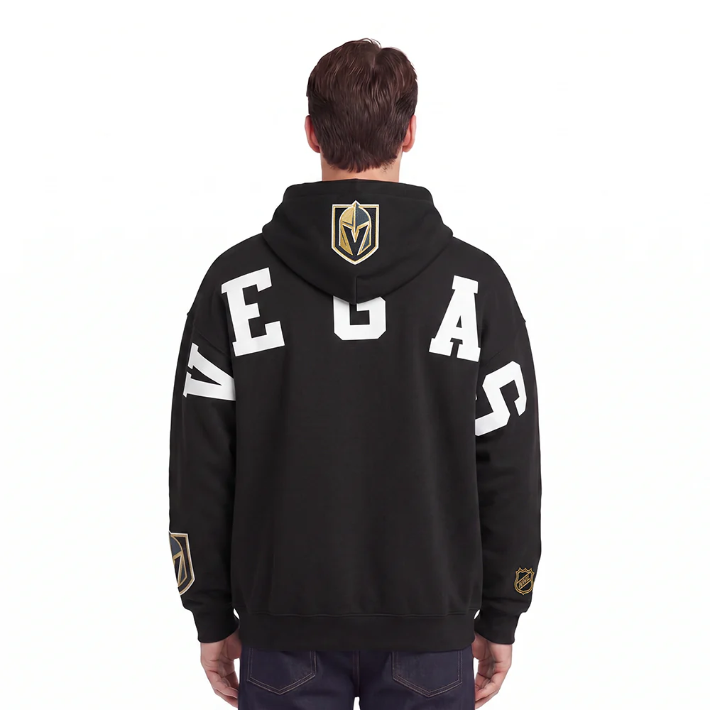 NHL VEGAS GOLDEN KNIGHTS WINGSPAN MEN'S DROP SHOULDER FLEECE PULLOVER HOODIE (BLACK)