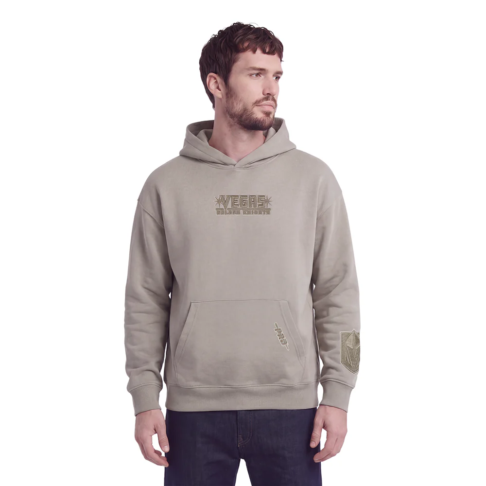 NHL VEGAS GOLDEN KNIGHTS WINGSPAN MEN'S DROP SHOULDER FLEECE PULLOVER HOODIE (TAUPE) - Image 2