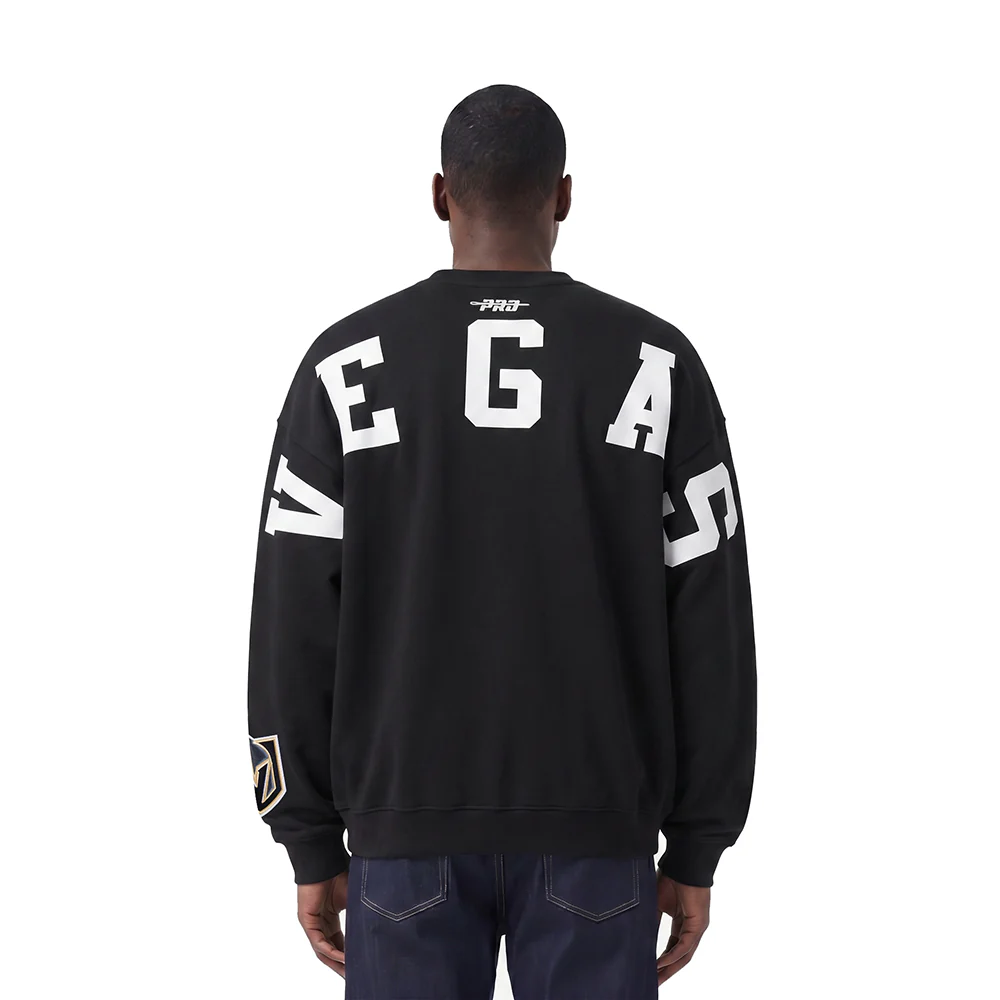 NHL VEGAS GOLDEN KNIGHTS WINGSPAN MEN'S DROP SHOULDER FLEECE CREWNECK (BLACK)