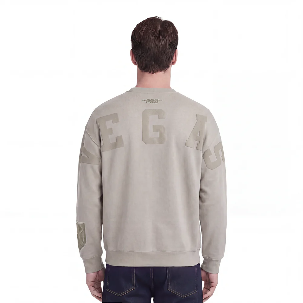 NHL VEGAS GOLDEN KNIGHTS WINGSPAN MEN'S DROP SHOULDER FLEECE CREWNECK (TAUPE)