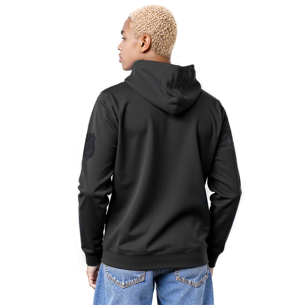 NHL VEGAS GOLDEN KNIGHTS BLACKOUT MEN'S DROP SHOULDER FLC PO HOODIE (BLACK) - Image 2