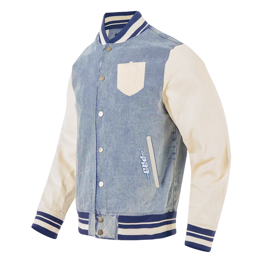 NHL VEGAS GOLDEN KNIGHTS VARSITY BLUES MEN'S DENIM VARSITY JACKET (DENIM/LINEN) - Image 2