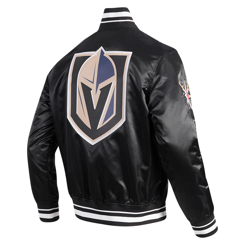 NHL VEGAS GOLDEN KNIGHTS SCRIPT TAIL MEN'S SATIN JACKET (BLACK) - Image 3