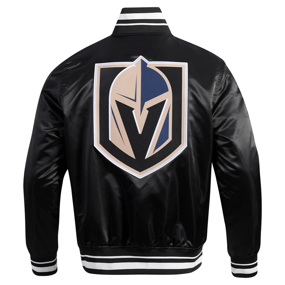 NHL VEGAS GOLDEN KNIGHTS SCRIPT TAIL MEN'S SATIN JACKET (BLACK) - Image 4
