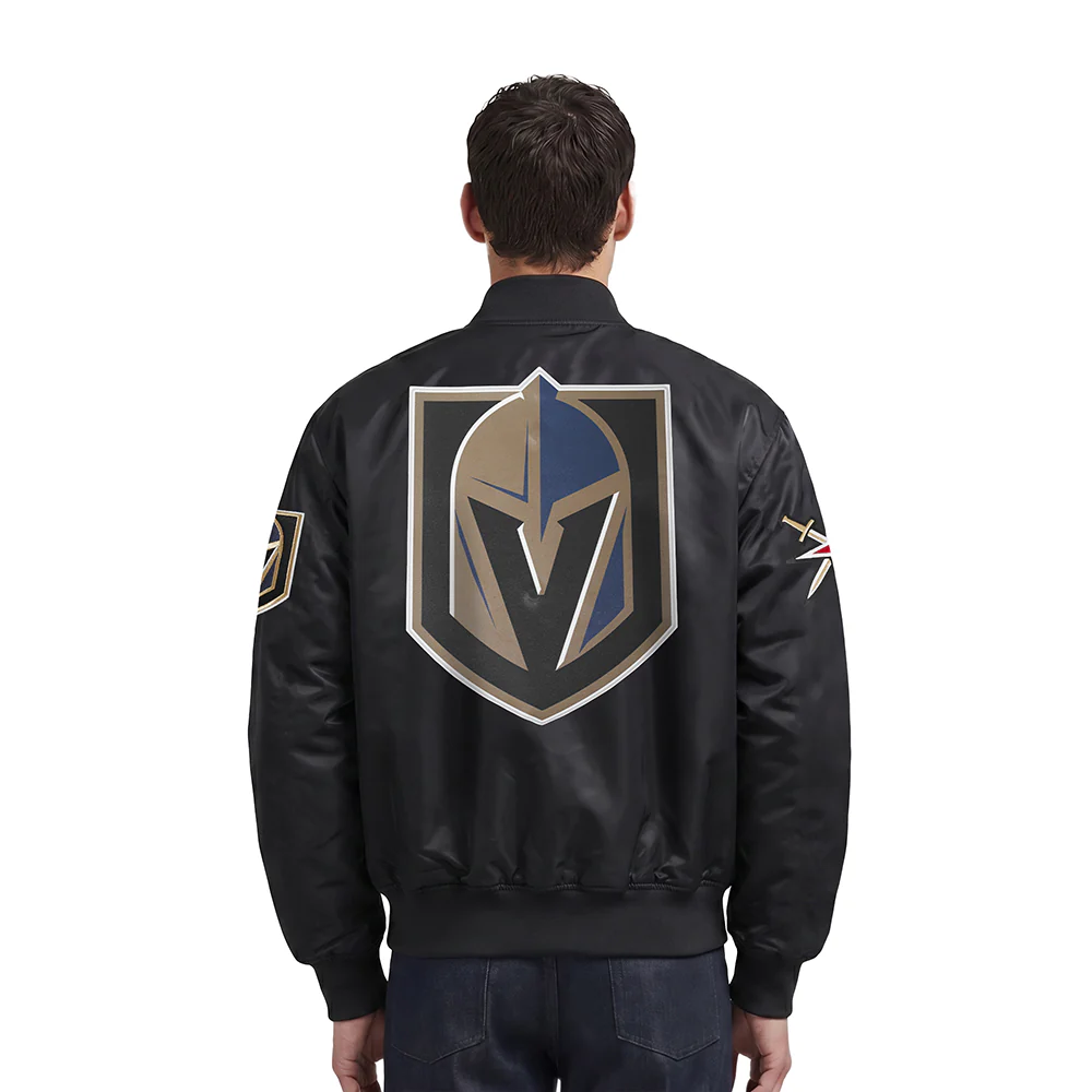 NHL VEGAS GOLDEN KNIGHTS CLASSIC MEN'S SATIN JACKET (BLACK) - Image 2