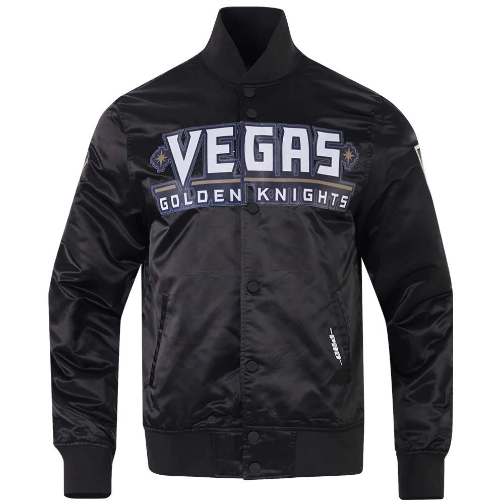 NHL VEGAS GOLDEN KNIGHTS CLASSIC MEN'S SATIN JACKET (BLACK) - Image 3